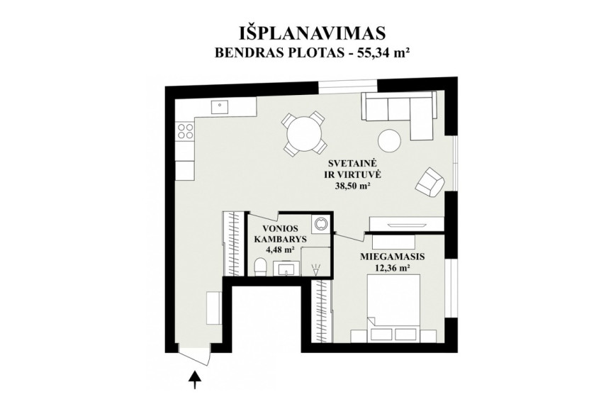 Parduodamas butas Mėtų g., Bajorų k., Vilniaus r. sav., 55.34 m2 ploto, 2 kambariai 19
