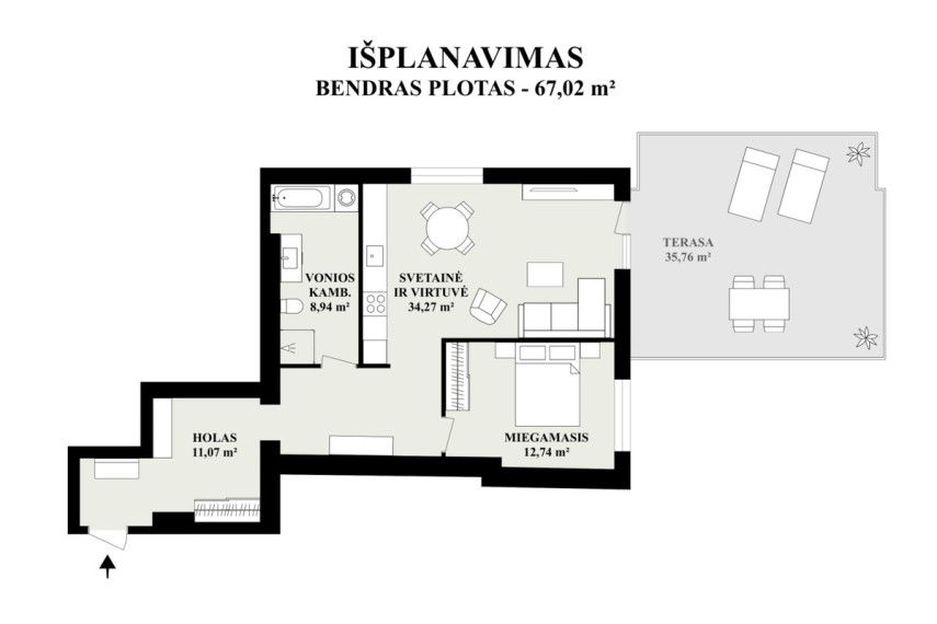 Parduodamas butas Mėtų g., Bajorų k., Vilniaus r. sav., 67.02 m2 ploto, 2 kambariai 22