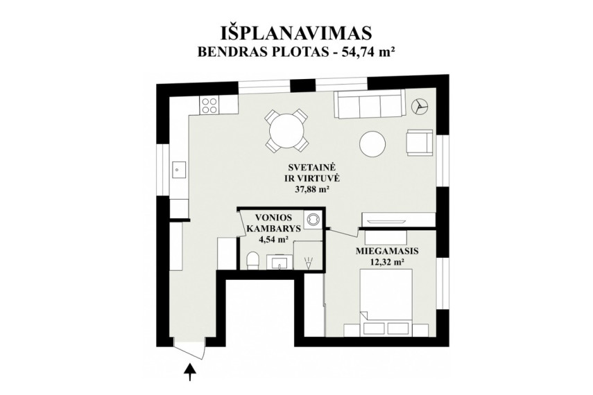 Parduodamas butas Mėtų g., Bajorų k., Vilniaus r. sav., 54.74 m2 ploto, 2 kambariai 23