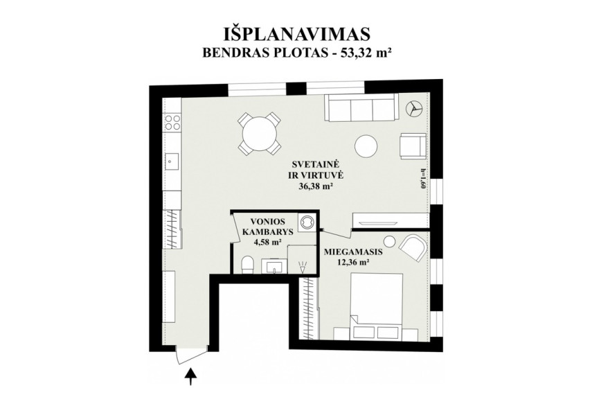 Parduodamas butas Mėtų g., Bajorų k., Vilniaus r. sav., 53.32 m2 ploto, 2 kambariai 33