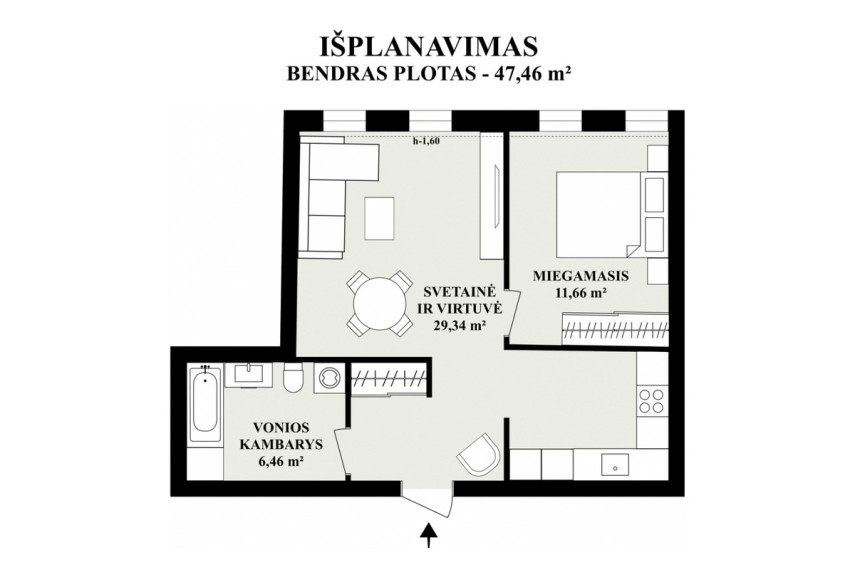 Parduodamas butas Mėtų g., Bajorų k., Vilniaus r. sav., 47.46 m2 ploto, 2 kambariai 33