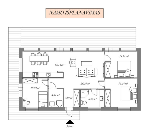 Parduodamas namas Raipolio k., Trakų r. sav., 99.6 m2 ploto, 1 aukštai 44