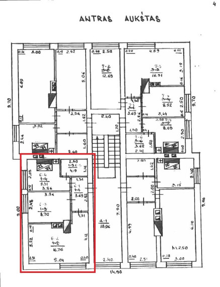 Parduodamas butas Tauragės g., Balčių k., Šilutės r. sav., 38.65 m² ploto 2 kambariai 15