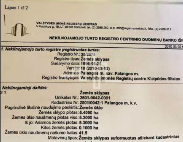 Parduodamas žemės ūkio paskirties sklypas Anaičių g., Nemirseta, Palangos m., Palangos m. sav., 480 a ploto 2