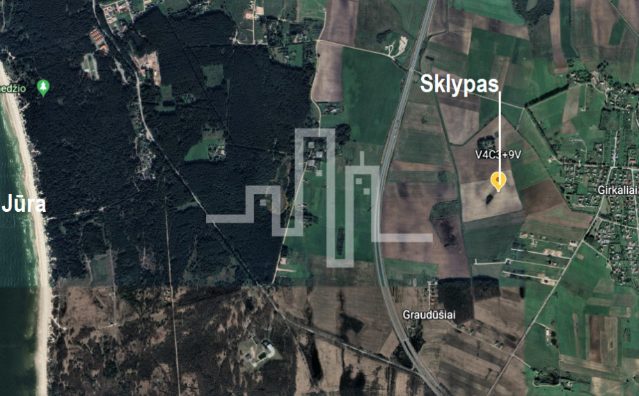 Parduodamas daugiaaukštės gyvenamosios paskirties sklypas Girkalių k., Klaipėdos r. sav., 250 a ploto 1