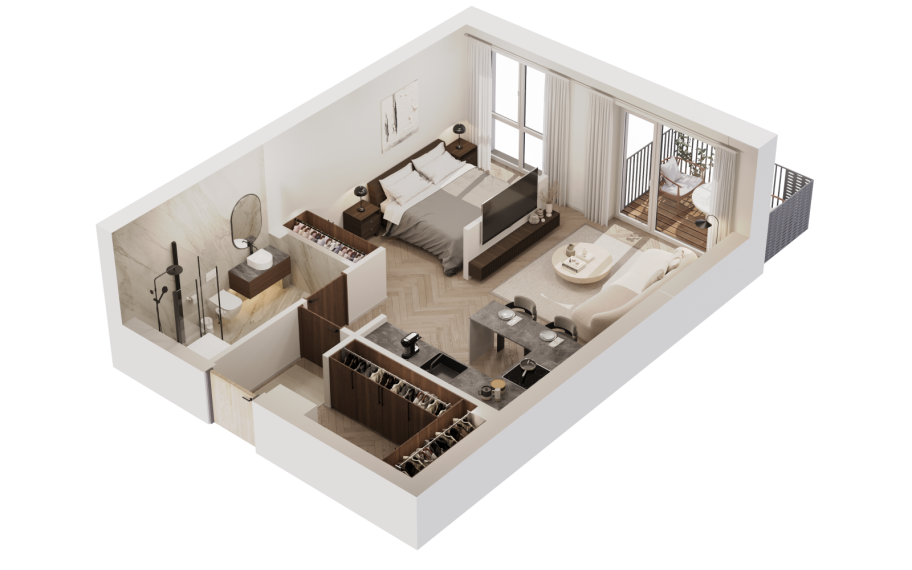 Parduodamas butas Burbiškių g., Burbiškės, Vilniaus m., Vilniaus m. sav., 42.93 m² ploto 2 kambariai 3