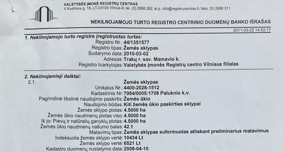 Parduodamas sklypas Mamavio k., Trakų r. sav., 450 a ploto 4
