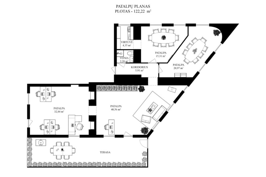 Nuomojamos administracinės, kitos paskirties, paslaugų, prekybos, sandėliavimo patalpos Paupio g., Vilniaus m., Vilniaus m. sav., 122.22 m2 ploto 19