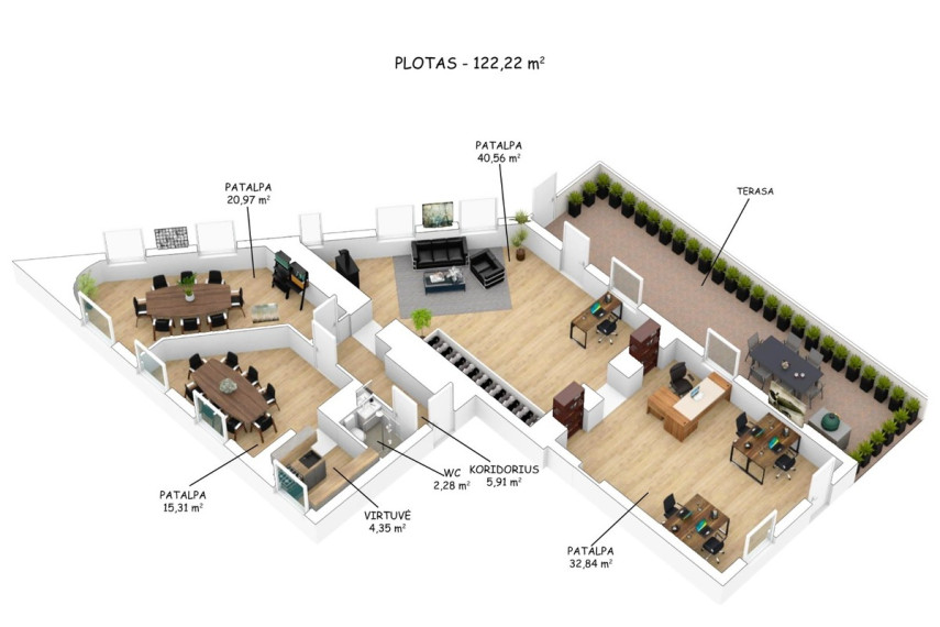 Nuomojamos administracinės, kitos paskirties, paslaugų, prekybos, sandėliavimo patalpos Paupio g., Vilniaus m., Vilniaus m. sav., 122.22 m2 ploto 18