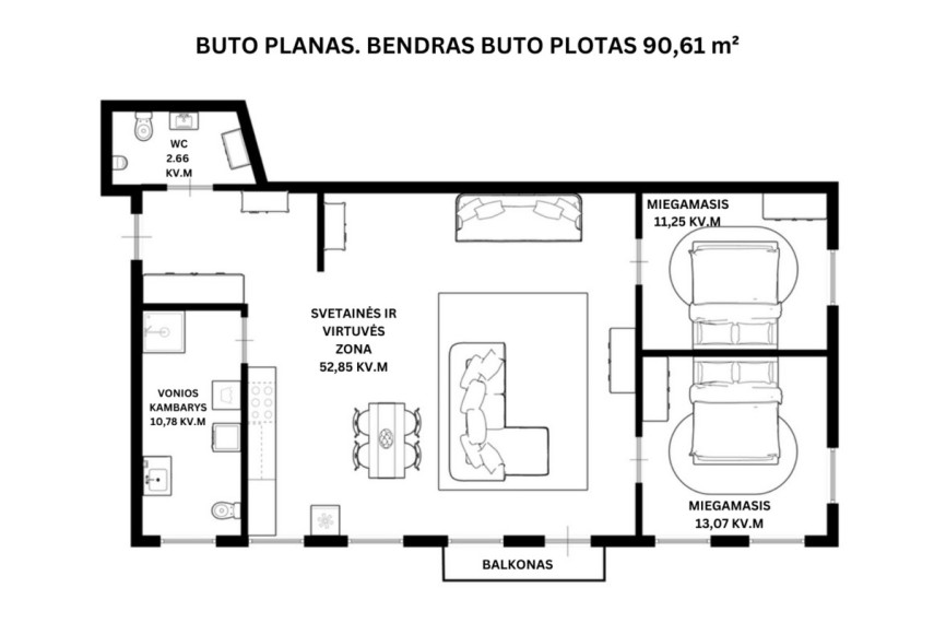 Parduodamas butas A. Jakšto g., Vilniaus m., Vilniaus m. sav., 90.61 m2 ploto, 4 kambariai 33