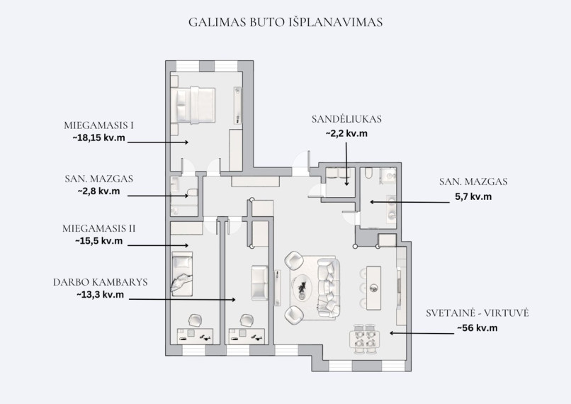 Parduodamas butas V. Šopeno g., Vilniaus m., Vilniaus m. sav., 110 m2 ploto, 4 kambariai 28