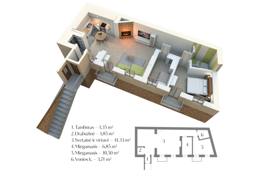 Parduodamas butas Žemaitijos g., Senamiestis, Vilniaus m., Vilniaus m. sav., 65.59 m² ploto 3 kambariai 5