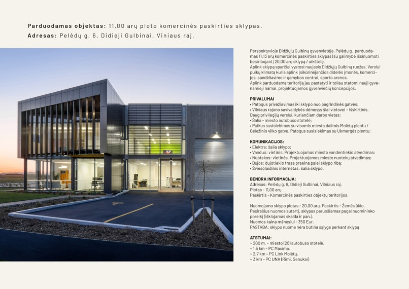 Parduodamas kitos paskirties sklypas Pelėdų g., Didžiųjų Gulbinų k., Vilniaus r. sav., 11.13 a ploto 2