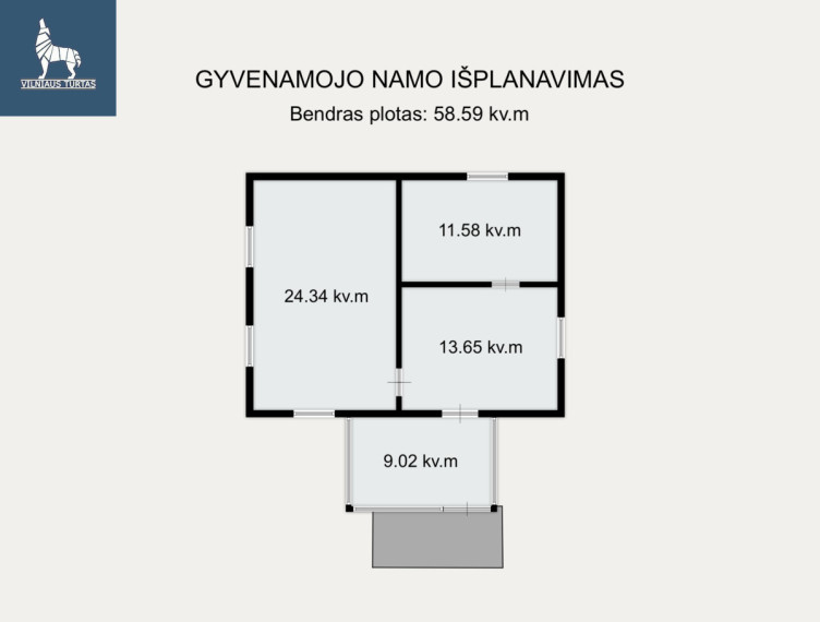 Parduodamas namas Rykantų k., Trakų r. sav., 58.59 m2 ploto, 1 aukštai 12
