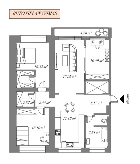 Parduodamas butas Žirmūnų g., Vilniaus m., Vilniaus m. sav., 99.29 m2 ploto, 4 kambariai 1