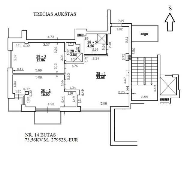 Parduodamas butas T. Kosciuškos g., Druskininkų m., Druskininkų sav., 73.56 m2 ploto, 3 kambariai 16