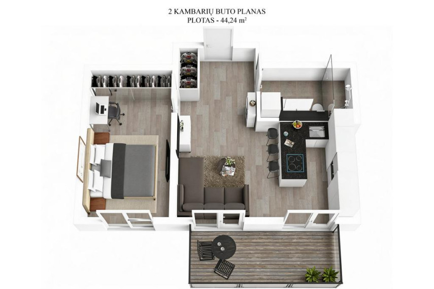 Parduodamas butas Vytauto Žalakevičiaus g., Antakalnis, Vilniaus m., Vilniaus m. sav., 44.32 m² ploto 2 kambariai 18