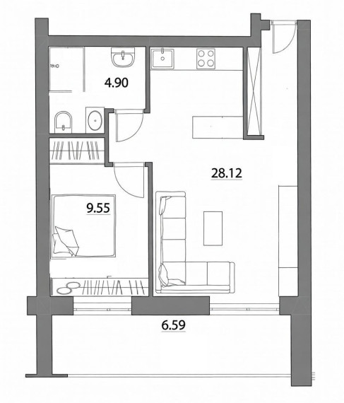 Nuomojamas butas Kernavės g., Šnipiškės, Vilniaus m., Vilniaus m. sav., 42.57 m² ploto 2 kambariai 33