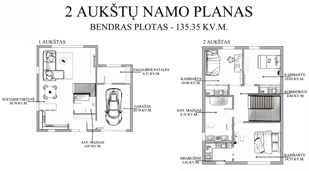 Parduodamas namas Piliarožių g., Gilužių k., Vilniaus r. sav., 135.35 m2 ploto, 2 aukštai 25