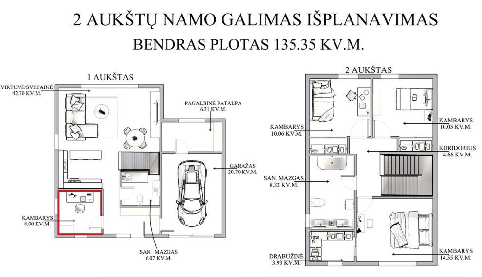 Parduodamas namas Piliarožių g., Gilužių k., Vilniaus r. sav., 135.35 m2 ploto, 2 aukštai 26