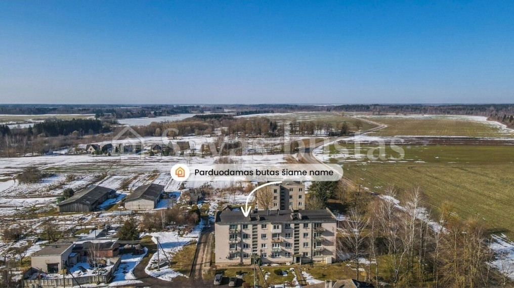 Parduodamas butas Akmenės r. sav., Menčių k., Aušros, 50 m2 ploto, 2 kambariai 16