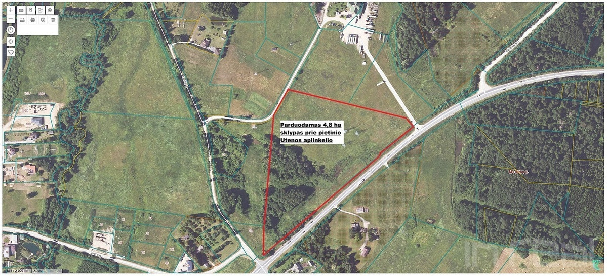 Parduodamas 4,80 ha sklypas Utenoje, prie aplinkelio 1