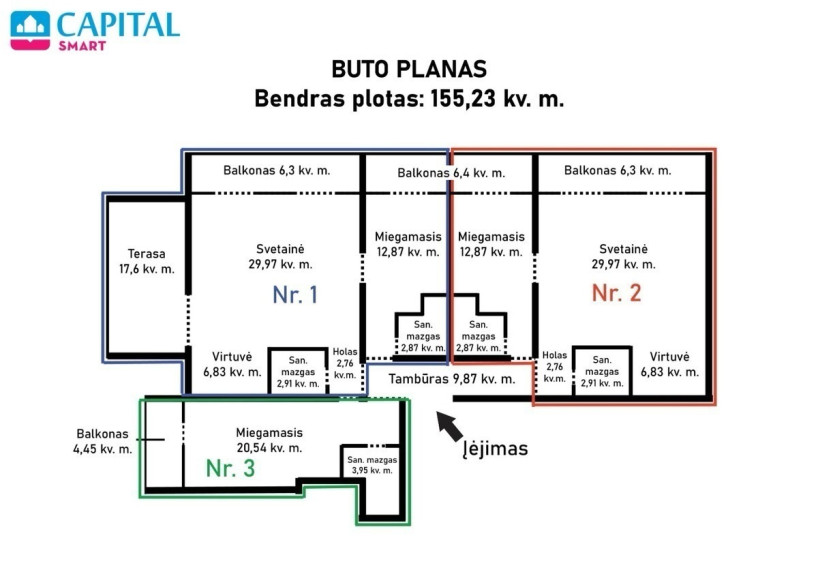 Parduodamas butas Vytauto g., Palangos m., Palangos m. sav., 155 m2 ploto, 2 kambariai 17