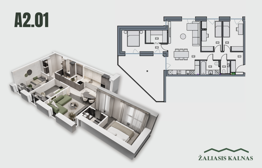 Parduodamas butas Varpo g., Žaliakalnis, Kauno m., Kauno m. sav., 78.58 m² ploto 4 kambariai 1