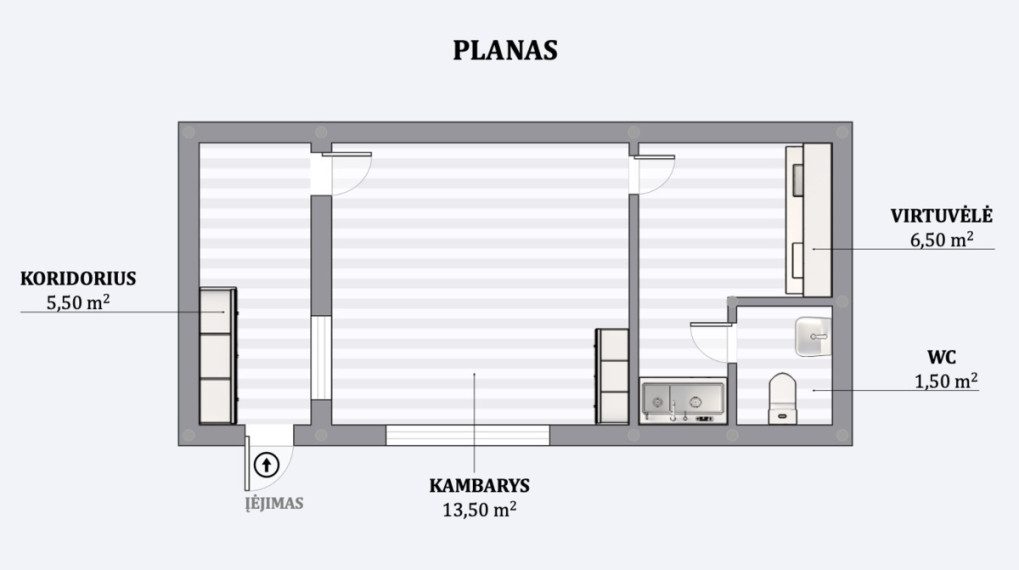 Nuomojamos administracinės, gamybinės, kitos paskirties, maitinimo, paslaugų, prekybos, sandėliavimo patalpos Eigulių g., Naujamiestis, Vilniaus m., Vilniaus m. sav., 27 m2 ploto 8