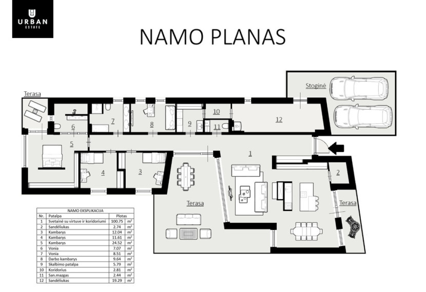Parduodamas namas Upokšnio g., Grigiškėse, Vilniuje, 207.21 kv.m ploto, 1 aukštai 30