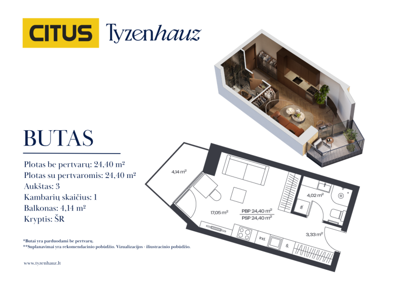 Parduodamas butas Tyzenhauzų g., Senamiestis, Vilniaus m., Vilniaus m. sav., 24.40 m² ploto 1 kambarys 2