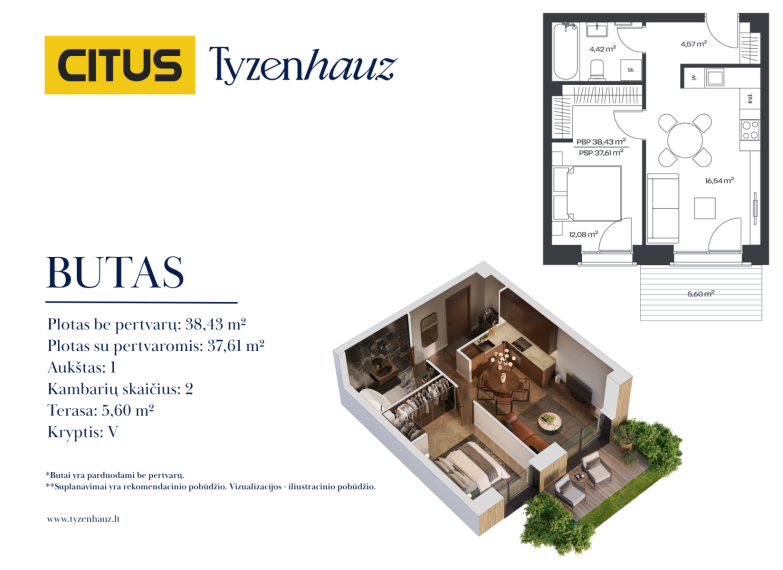 Parduodamas butas Tyzenhauzų g., Senamiestis, Vilniaus m., Vilniaus m. sav., 38.43 m² ploto 2 kambariai 2