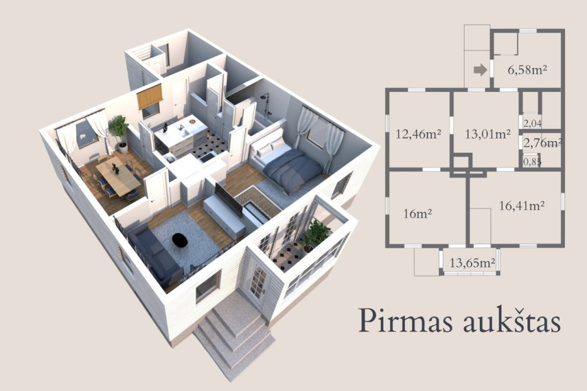 Parduodamas namas Žemaitės g., Gargždų m., Klaipėdos r. sav., 165.93 m2 ploto, 2 aukštai 21