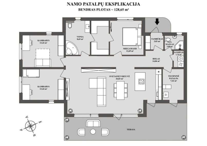 Parduodamas namas Vilniaus r. sav., Raudondvario k., Beržyno, 128.65 m2 ploto, 1 aukštai 29