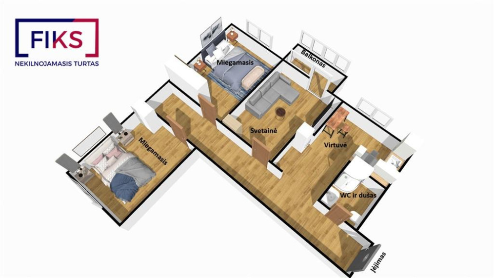 Parduodamas butas Savanorių pr., Žaliakalnis, Kauno m., Kauno m. sav., 56 m² ploto 3 kambariai 28