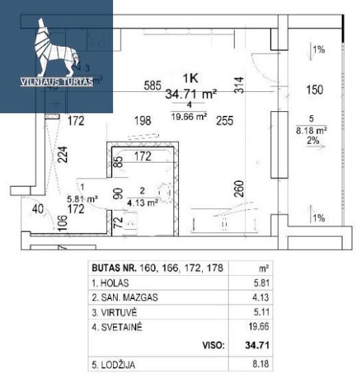 Parduodamas butas Kernavės g., Šnipiškės, Vilniaus m., Vilniaus m. sav., 34.71 m2 ploto, 1 kambariai 17