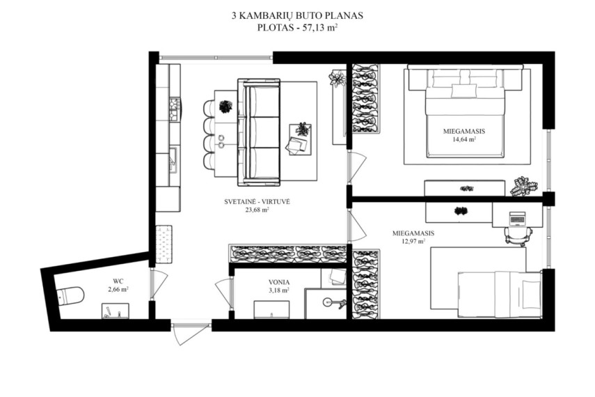 Parduodamos administracinės, kitos paskirties, paslaugų, prekybos patalpos Kęstučio g., Vilniaus m., Vilniaus m. sav., 57.13 m2 ploto 21