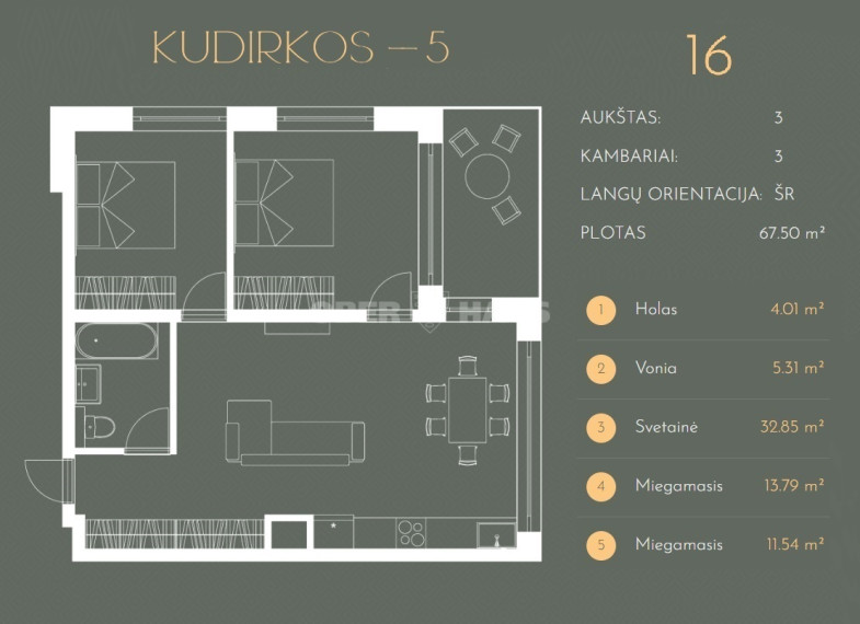 Parduodamas butas V. Kudirkos g., Druskininkų m., Druskininkų sav., 67.5 m2 ploto, 3 kambariai 22