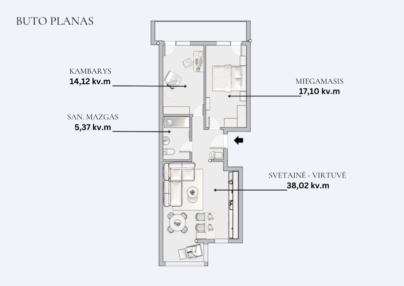 Parduodamas butas Vėtrungių g., Vilniaus m., Vilniaus m. sav., 75 m2 ploto, 3 kambariai 34