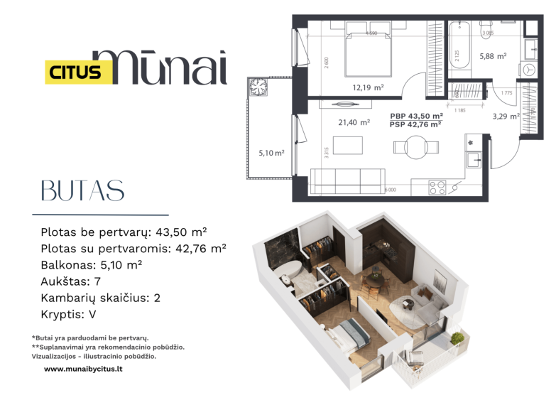 Parduodamas butas Kareivių g., Žirmūnai, Vilniaus m., Vilniaus m. sav., 43.50 m² ploto 2 kambariai 2