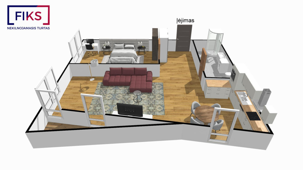 Parduodamas butas Kalniečių g., Eiguliai, Kauno m., Kauno m. sav., 56.14 m² ploto 2 kambariai 24