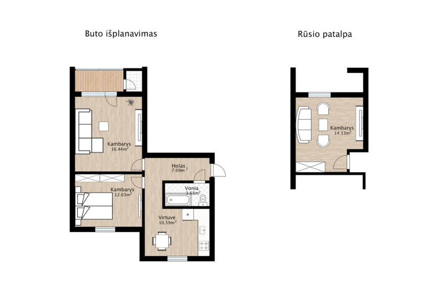 Parduodamas butas Lelijų g., Birštono m., Birštono sav., 63.96 m2 ploto, 2 kambariai 20