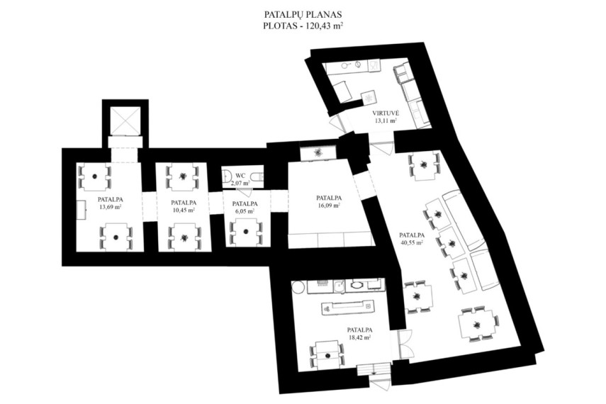 Parduodamos administracinės, gamybinės, kitos paskirties, maitinimo, paslaugų, prekybos, sandėliavimo patalpos Pylimo g., Vilniaus m., Vilniaus m. sav., 120.43 m2 ploto 13