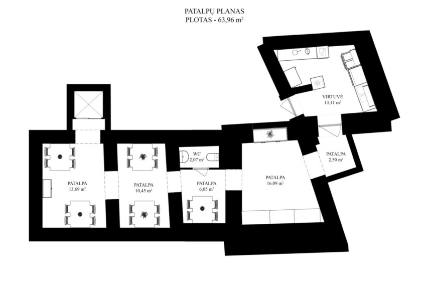 Parduodamos administracinės, gamybinės, kitos paskirties, maitinimo, paslaugų, prekybos, sandėliavimo patalpos Pylimo g., Vilniaus m., Vilniaus m. sav., 120.43 m2 ploto 14