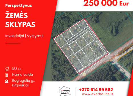 Parduodamas sklypas Rugiagėlių g., Drąseikių k., Kauno r. sav., 183.00 a ploto