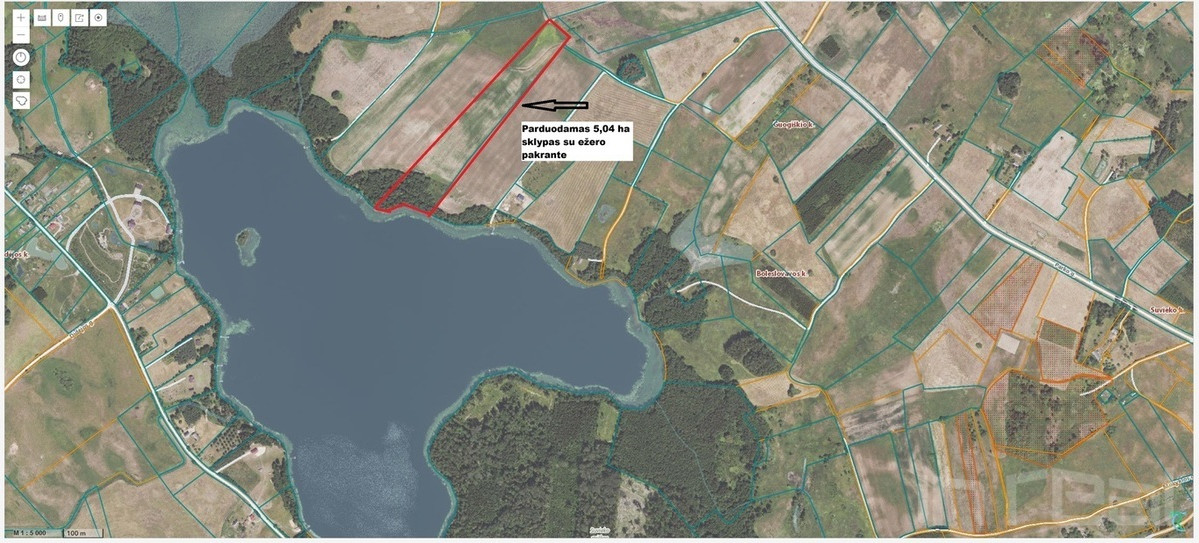 Parduodamas 5,04 ha sklypas Zarasų raj., Balčiūniškių k., prie didžiulio Čičirio ežero 5