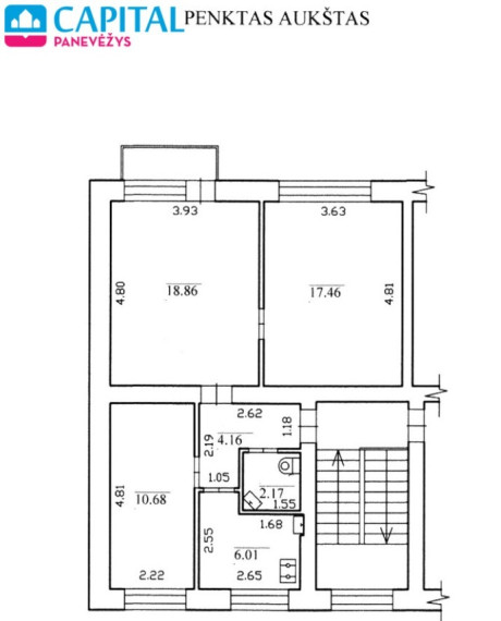 Parduodamas butas J. Basanavičiaus g., Panevėžio m., Panevėžio m. sav., 59.34 m2 ploto, 3 kambariai 18