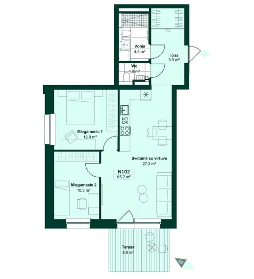 Parduodamas butas Duisburgo g., Pašilaičiai, Vilniaus m., Vilniaus m. sav., 65.71 m² ploto 3 kambariai 2