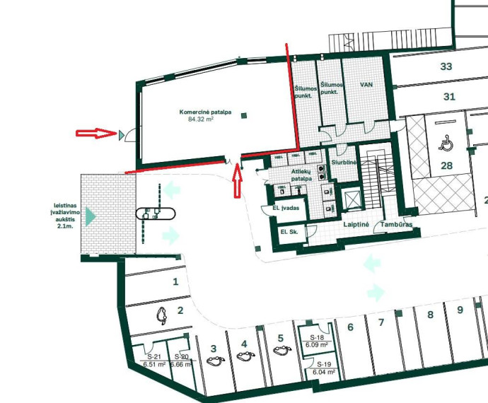 Parduodamos patalpos Liongino Baliukevičiaus-Dzūko g., Fabijoniškės, Vilniaus m., Vilniaus m. sav., 84.32 m² ploto 6