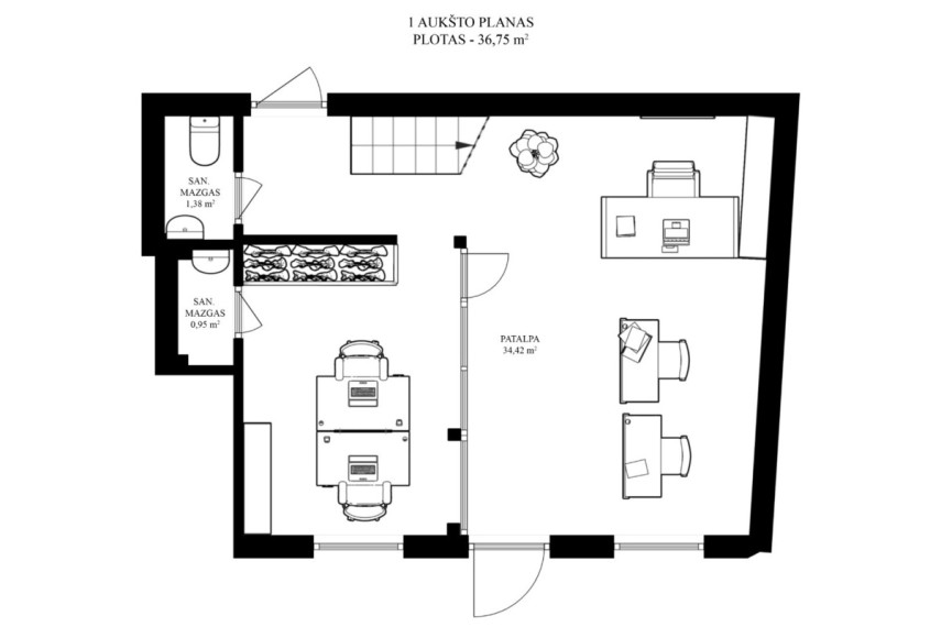 Parduodamos administracinės patalpos Vilniaus m. sav., Vilniaus m., Senamiestis, Totorių g.15, 62.79 m2 ploto 19